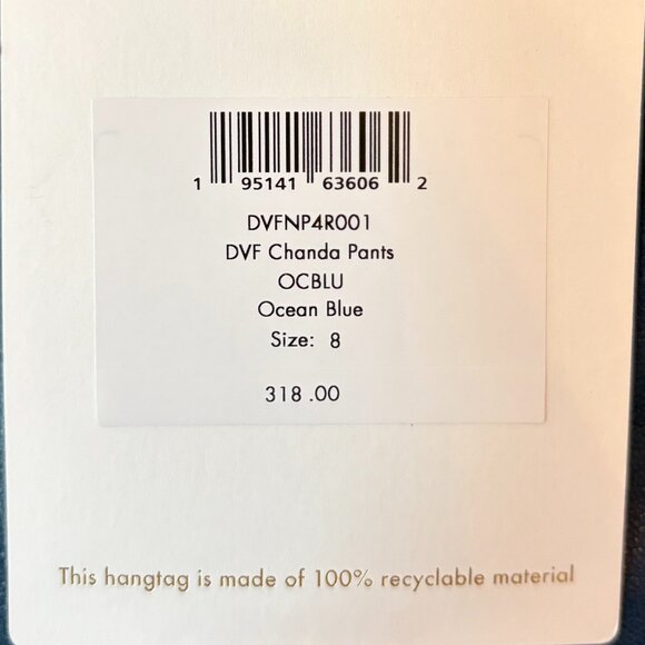 NWT Diane von Furstenberg Chanda pants 6 faux leather Ocean Blue - Picture 7 of 12